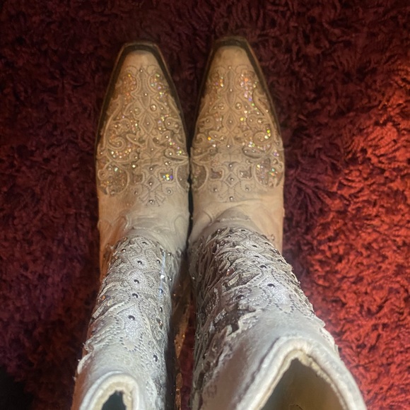 White western corral boots with glitter inlay, women’s size 6 - Picture 4 of 5